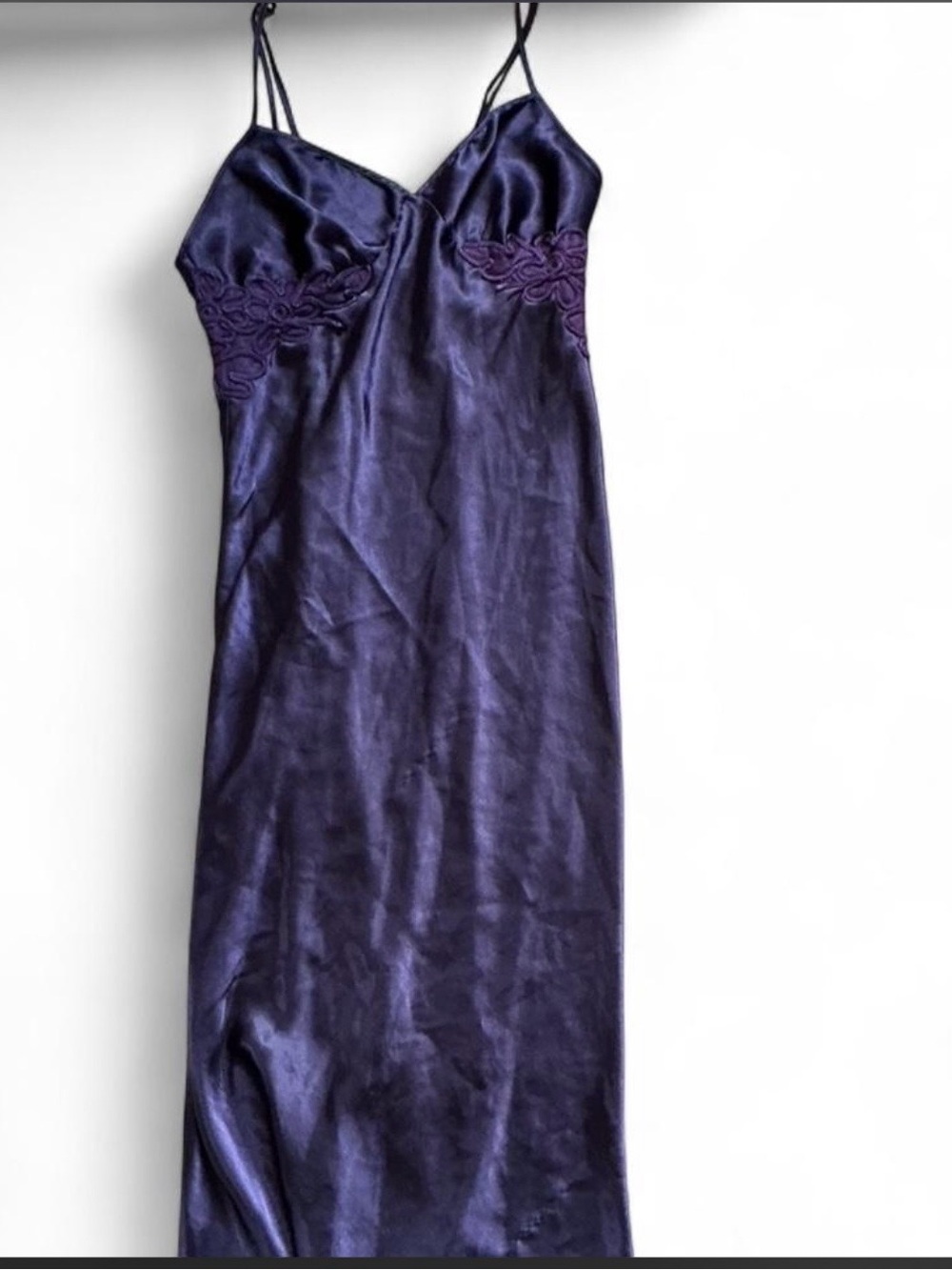 Marilyn Monroe Satin Maxi Slip Dress in Deep Purple